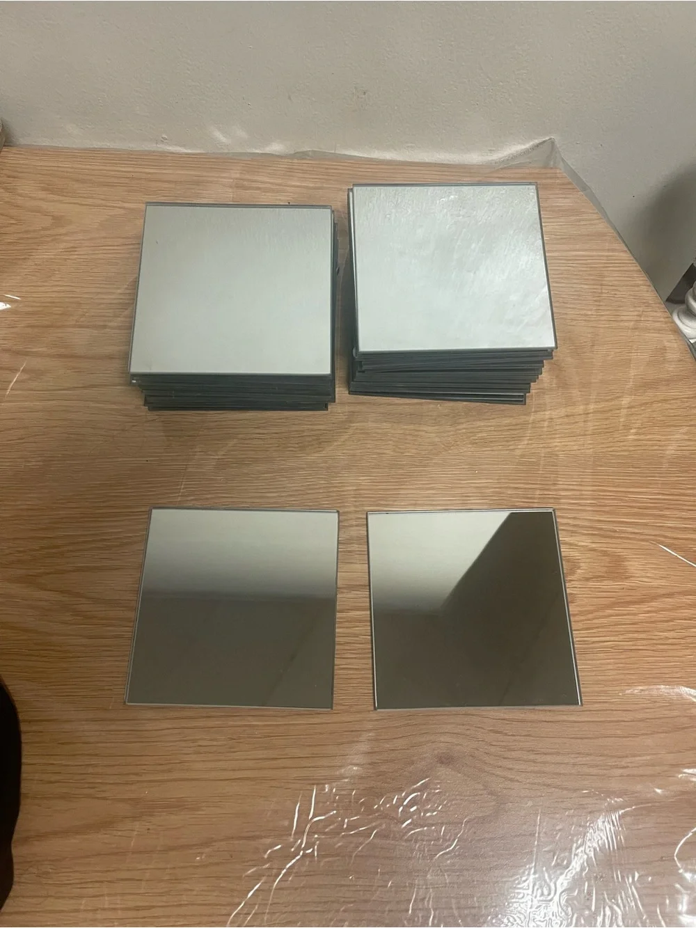 Small square mirrors with a smooth seamed edge 30 pieces